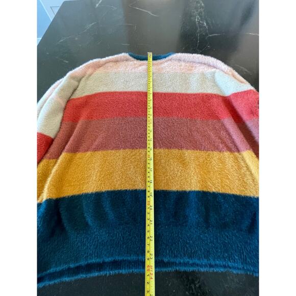 Coco + Jamieson multi stripe fuzzy crewneck sweater Med - Picture 6 of 9